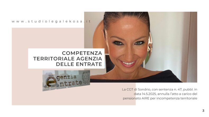 COMPETENZA TERRITORIALE AGENZIA DELLE ENTRATE PER SOGGETTI AIRE